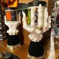 Halloween Candlestick Witch Hands Pedestal Snack Bowl Stand Resin