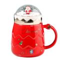 Christmas Mug Ceramic Figurines with Lid Home New Year Gift Red