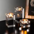 Candle Holder Solid Crystal Clear Square Glass Pillar for Home 3