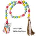 Easter Wood Bead Garland with Tassels Decorations Spring Prayer Beads