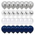 100 Pcs,12 Inch White Pearl and Silver Metallic Chrome Party Balloons