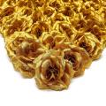 Artificial Flowers Silk Rose Flower Heads,50pcs for Hat (gold)