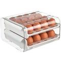 32 Grid Egg Storage Double-layer Drawer Type Egg Box for Fridge White