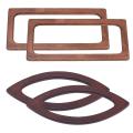 4pcs Oval Rectangle Wooden Handle Replacement for Handbag Crafting