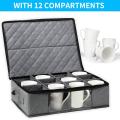 Mug and Cup Storage Box, Glass Mug Storage Chest Case with Dividers