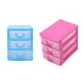 Mini Translucent Drawer Type Plastic Storage Box(blue 3 Layers)