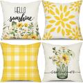 Summer Pillow Covers 18x18 Set Of 4 Farmhouse Throw Pillows Cushion