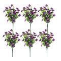 6 Bundles Artificial Flowers Uv Resistant Fake Plants Purple