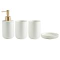 Simple Ceramic Bathroom Four-piece Wash Set Mouthwash Cup Set White