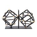 2 Pack Geometric Bookend for Lightweight Books Or Organizer,black