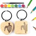 18pcs Blank Wooden Keychain Diy Wood Keychains Key Tags Gifts