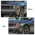Car Abs Glossy Black Front Headlight Cover for Dodge Challenger 15-22