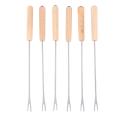Stainless Steel Fondue Forks with Oak Wood Handle Resistant, 9.5inch