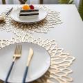 6pcs Pvc Placemat for Dining Table Hollow Pad Coaster Pads Gold