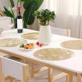 6pcs Kitchen Decor Placemats Pvc Round Placemat Anti-scratch -silver