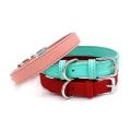Pu Small Dogs Collars Adjustable Zinc Alloy Solid Color Puppy Pets A