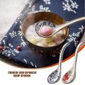 4 Pieces Asian Retro Chinese Ceramic Rice Spoons Curved Handle