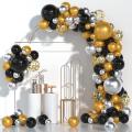 Balloon Arch Kit, Black Gold Silver Balloon for Birthday Decorations
