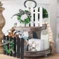 2pcs Farmhouse Wooden Picket Fence Tiered Tray Decoration Frame