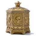 Retro Six-sided Skull Jewelry Box Golden Jewelry Storage Dust Box