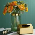 1pc Metal Tissue Box Square Golden Rectangle Storage Home Decor A