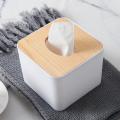 2x Square Tissue Box Tissue Box with Wooden Lid Wooden Tissue Box
