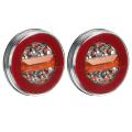 2x 12-30v Hamburger Round Flowing Led Rear Tail Light for Truck Lorry