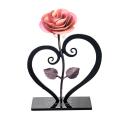 Iron Metal Rose Ornaments Rose with Heart-shaped Bracket(pink)