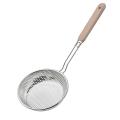Stainless Steel Heavy-duty Wooden Handle Deep-fried Filter Colander A