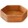 Rattan Woven Tray Basket, for Coffee Table and Ottoman Decor, Medium