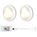 Usb Rechargeable Rgb Led Cabinet Light Puck Lamp 16 Colors Remote