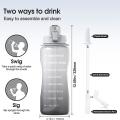 Sport Water Bottle with Straw & Time Marker, 64 Oz Gallon Tritan -a