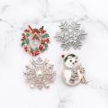 Christmas Ornaments Creative Diamond Snowflake Snowman Bells Brooch
