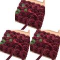 Artificial Flowers 25pcs Real Looking Burgundy Fake Roses