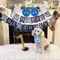 Dog Birthday Scarf Birthday Party Hat with Cute Bow Tie Banner(blue)