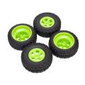 4pcs Tires& Wheel Rims for 1/10 Rc Terrain Truck Traxxas Slash,green