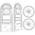 4 Piece Multifunctional Geometric Ruler Set, with 2 Circle Templates