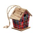 Christmas Hanging Ornament Wooden Cabin Shape Hollow Design, C