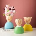 Resin Cartoon Body Art Abstract Flower Pot Sculpture Decoration-d