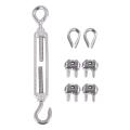304 Stainless Steel Turnbuckle M6 Wire Rope Tensioner for Wood Post
