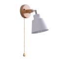 Wooden Wall Lamp for Bedroom Corridor with Zip Switch Freely(white)