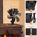 6 Blades Heat Powered Stove Fan with Thermometer, for Log Burner