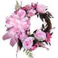 Pink Christmas Wreath Champagne Christmas Wreath with Bow Window