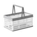 Collapsible Shopping Basket Portable Folding Storage Crate Gray
