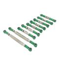 9pcs Rc Car Adjustable Metal Steering Linkage Pull Rod Sets Green