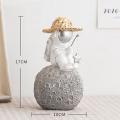 Astronaut Figurines Statue Spaceman with Straw Hat Miniature Home C