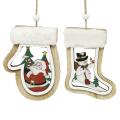 Christmas Pendant, Wooden Santa Claus Snowman Pattern Ornaments