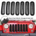 Front Grill Mesh Inserts Kit,for Jeep Wrangler Jk 2007-2017 Clip-in
