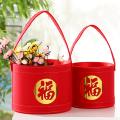 2pcs New Year Red Blessing Bucket Round Blessing Bucket Large+small