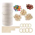 3mm Cotton Rope with Wood Beads for Home Decor Diy Plant Hangers